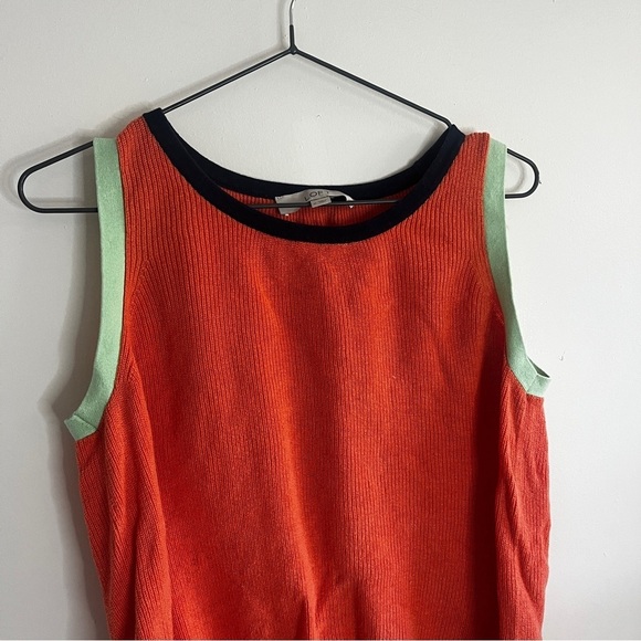 LOFT Ann Taylor Bright Colorblock Scoop Neck Tight Knit Sweater Tank Top - Picture 2 of 6